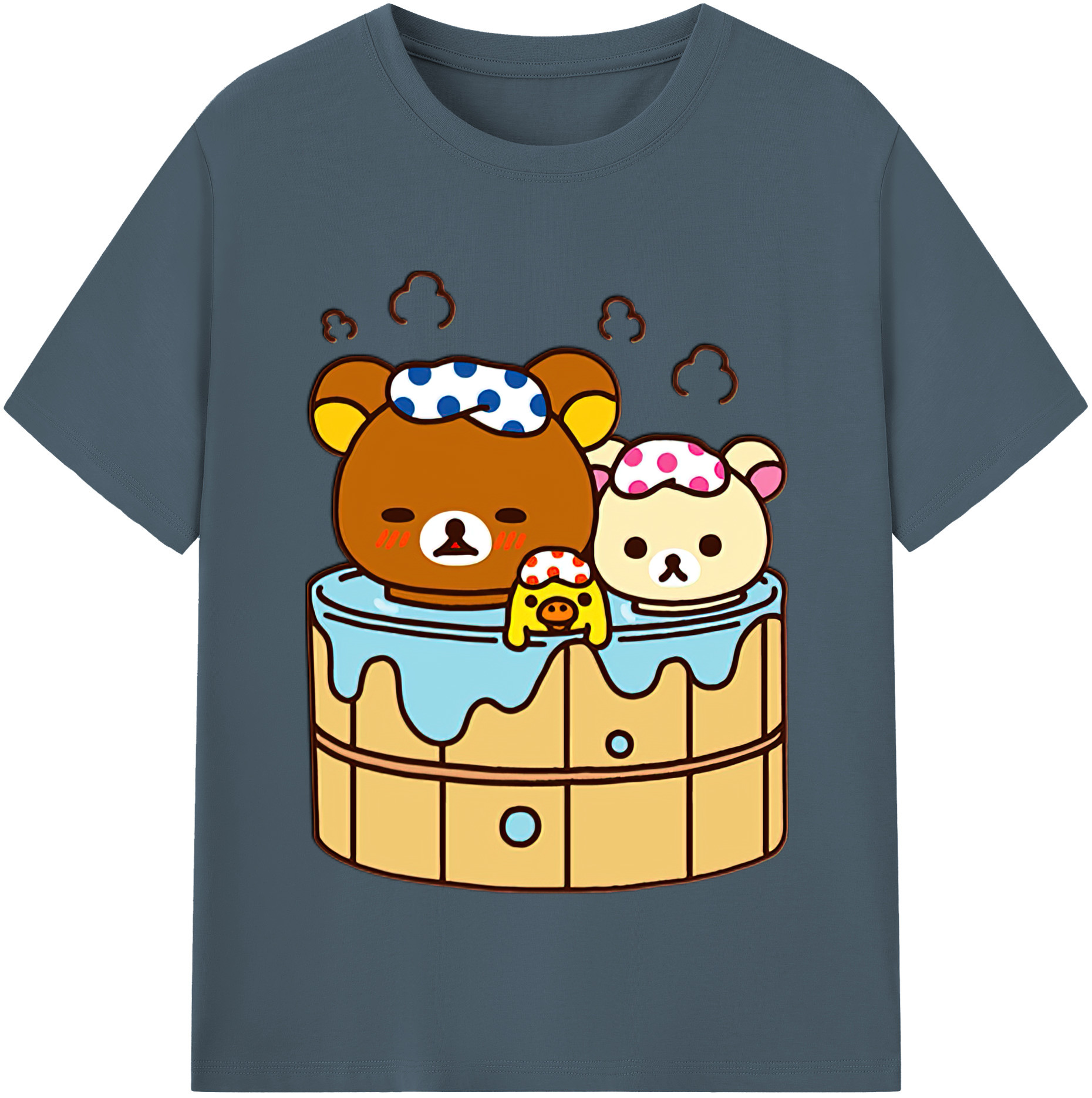（画像用） リラックマ リラックマ キイロイトリ Rilakkuma Korilakkuma Kiiroitori 綿100％半袖Tシャツ（フロントプリント）